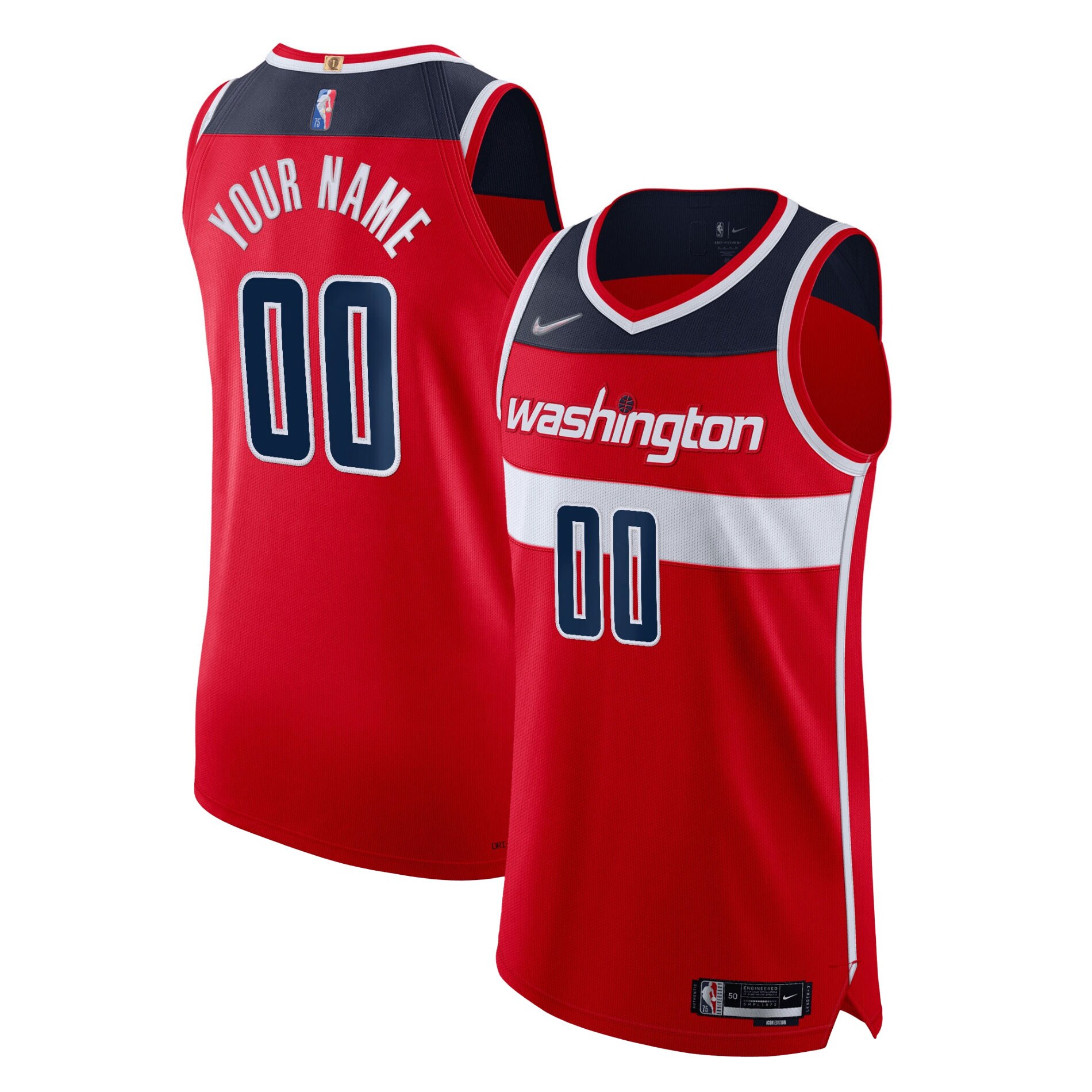 Washington Wizards 2021/22 Diamond Custom Jersey - Icon Edition - Red