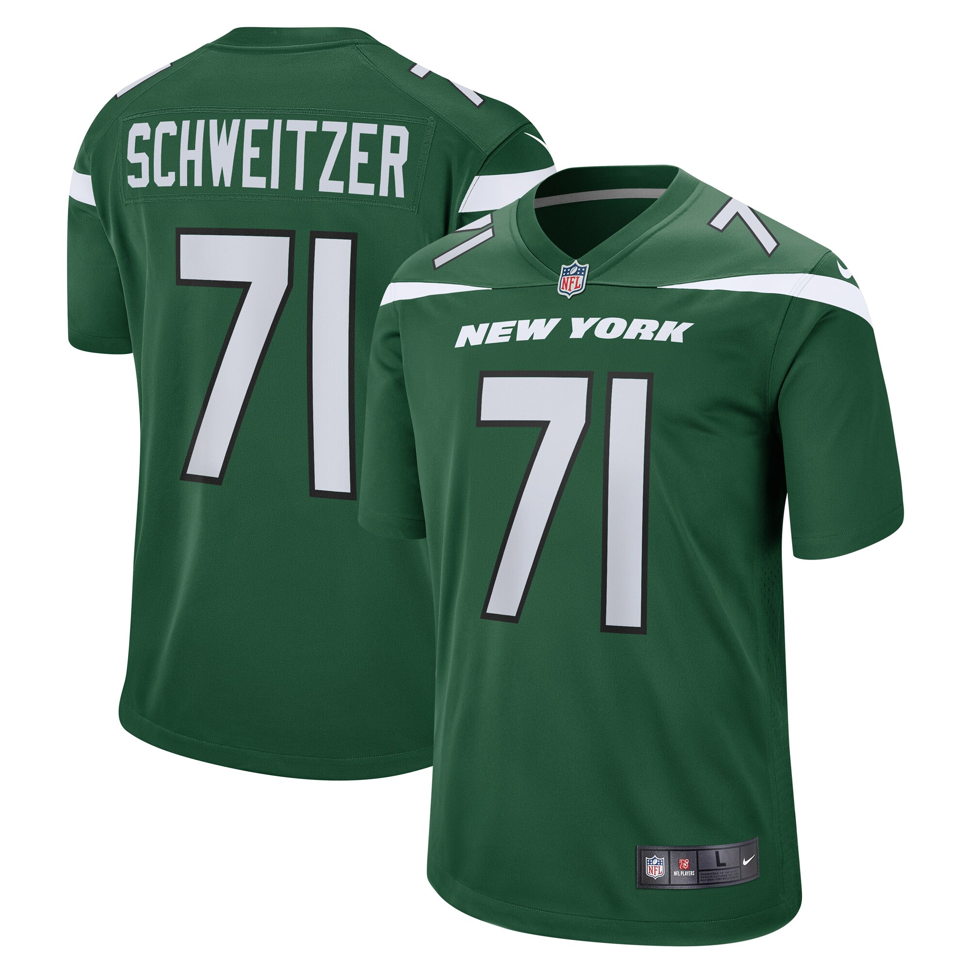 Wes Schweitzer New York Jets Game Jersey - Green