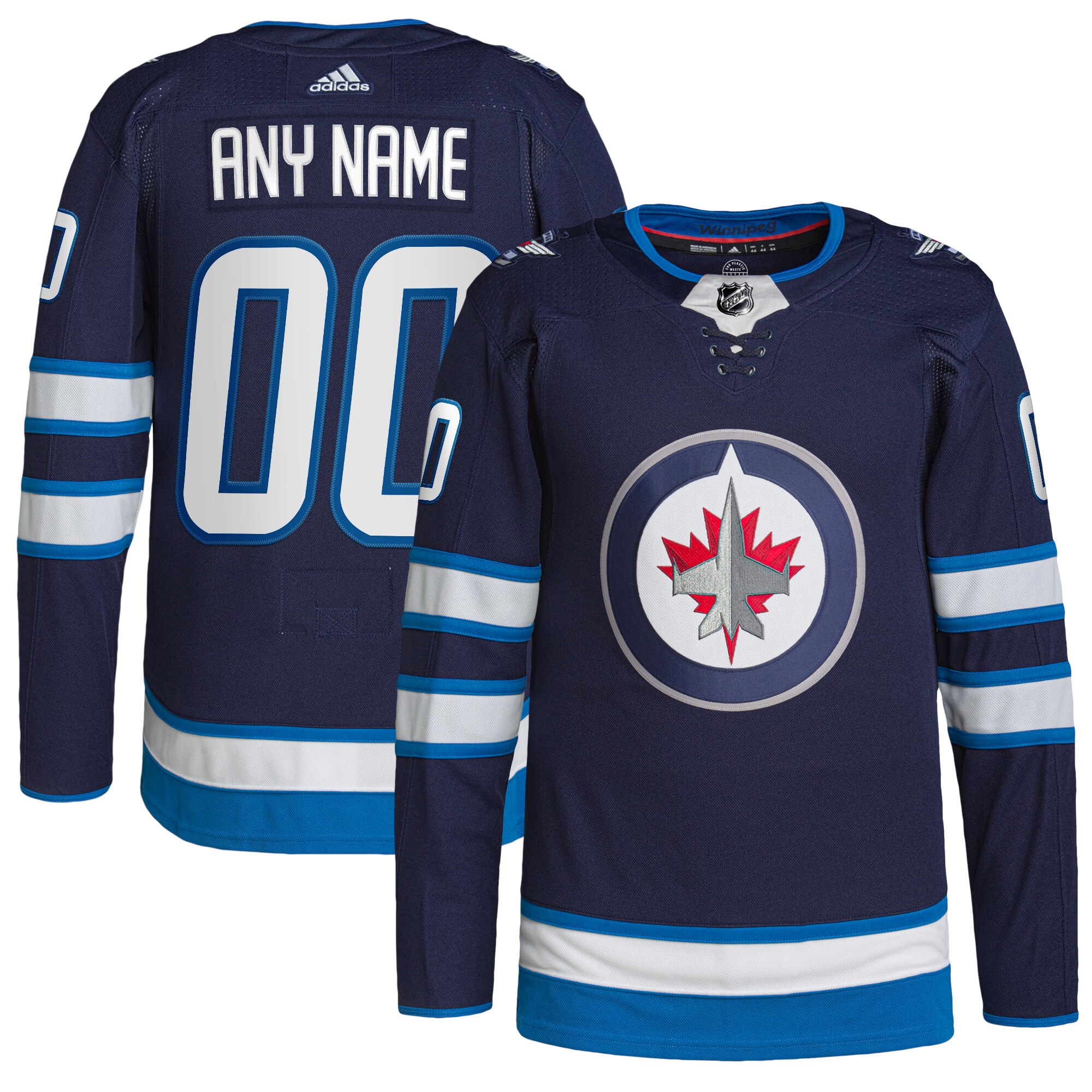 Winnipeg Jets Home Primegreen Custom Jersey - Navy
