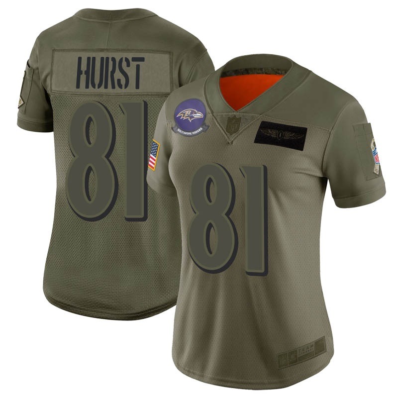 Women's Baltimore Ravens Hayden Hurst Camo 2019 Salute To Service Limited Jersey