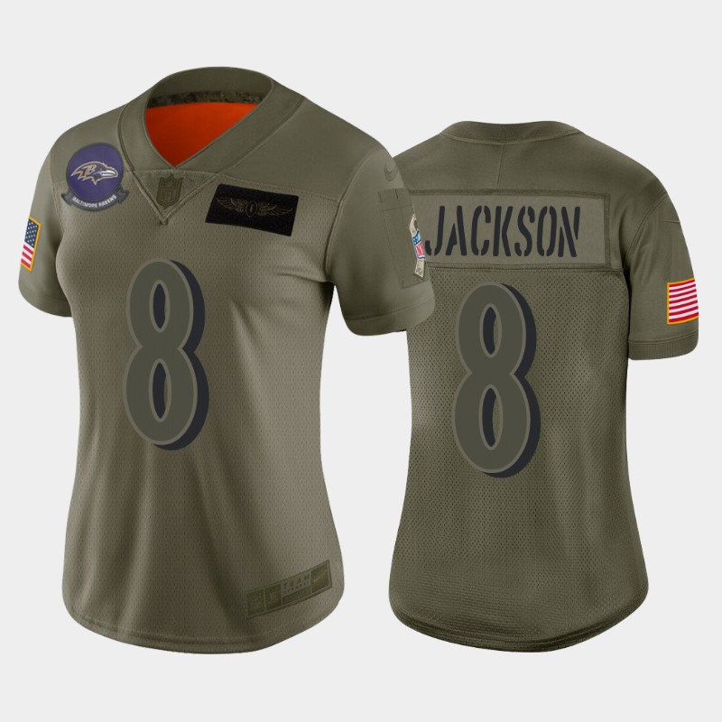 Women's Baltimore Ravens Lamar Jackson Camo 2019 Salute To Service Limited Jersey
