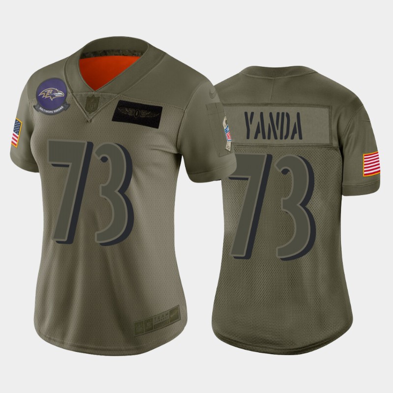 Women's Baltimore Ravens Marshal Yanda Camo 2019 Salute To Service Limited Jersey