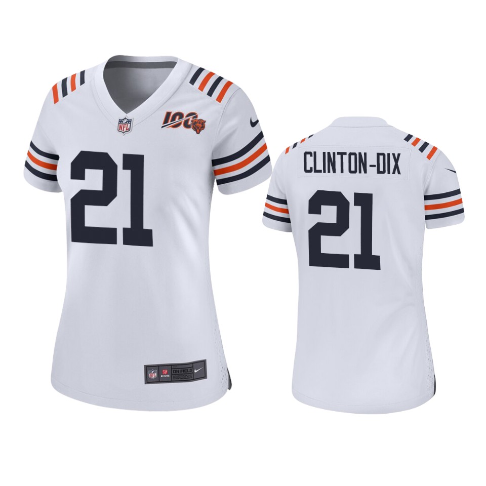 Women's Bears Ha Ha Clinton-dix White 100th Season Classic Game Jersey