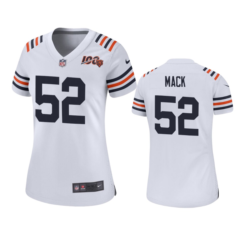 Women's Bears Khalil Mack White 100th Season Classic Game Jersey