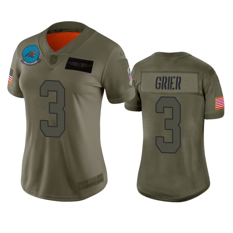 Women's Carolina Panthers Will Grier Camo 2019 Salute To Service Limited Jersey