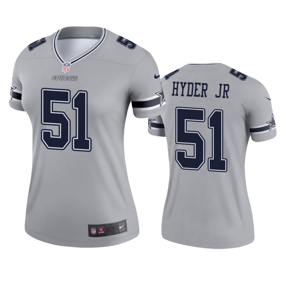 Women's Dallas Cowboys Kerry Hyder Jr Silver Inverted Legend Jersey