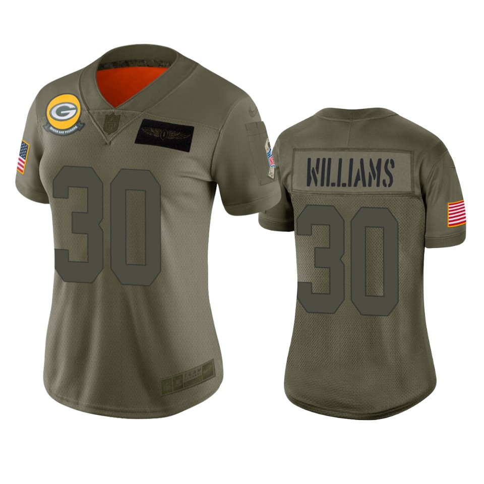 Women's Green Bay Packers Jamaal Williams Camo 2019 Salute To Service Limited Jersey