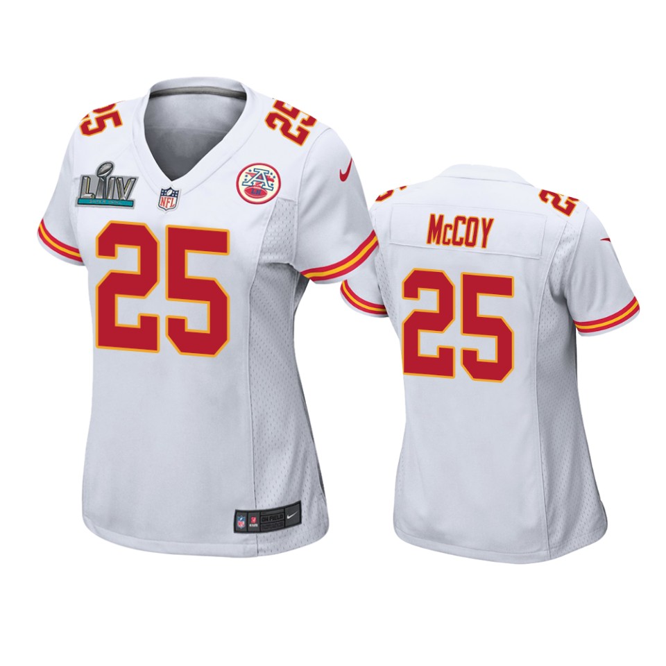 Women's Kansas City Chiefs Lesean Mccoy White Super Bowl Liv Game Jersey