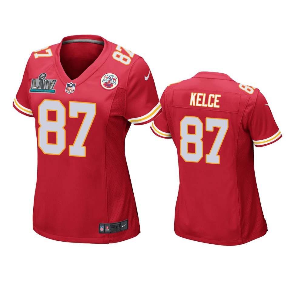 Women's Kansas City Chiefs Travis Kelce Red Super Bowl Liv Game Jersey