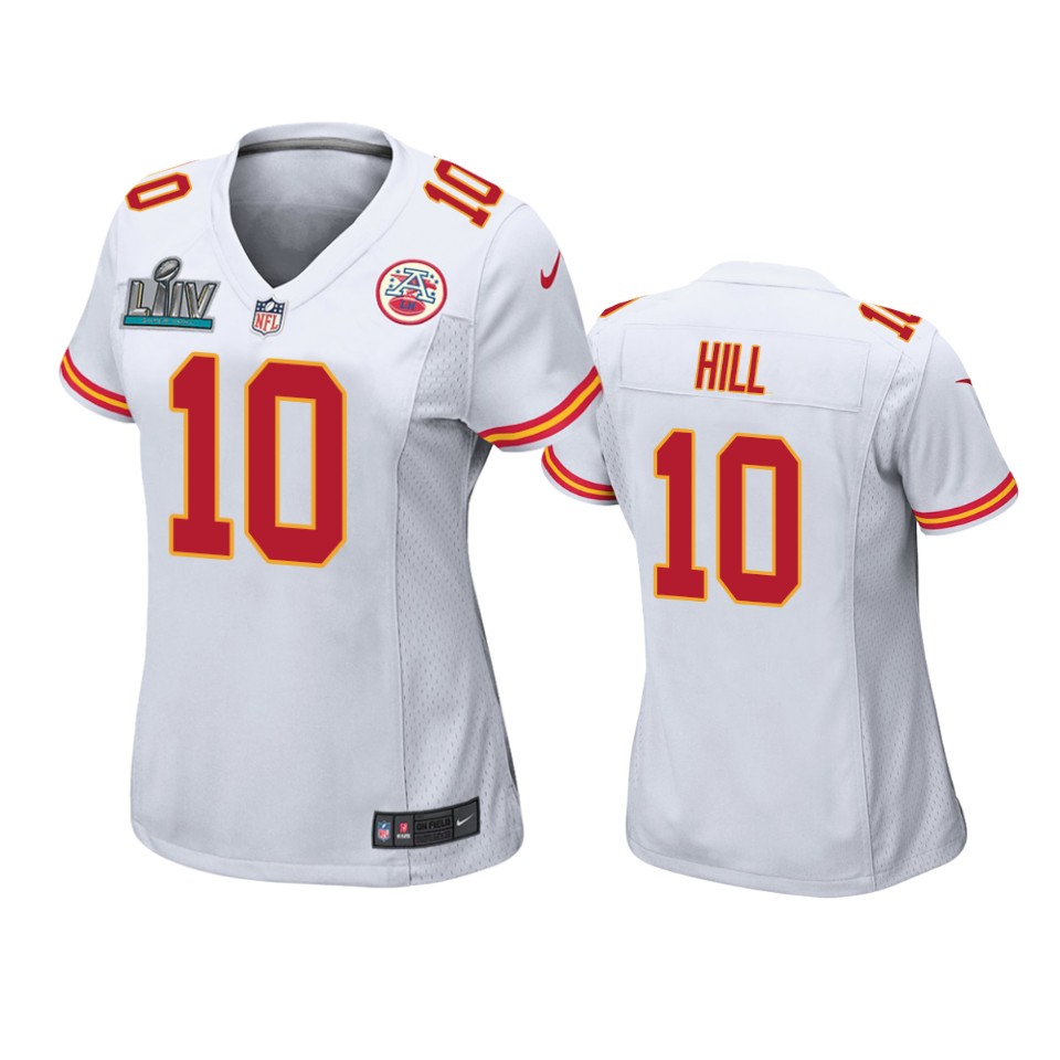 Women's Kansas City Chiefs Tyreek Hill White Super Bowl Liv Game Jersey