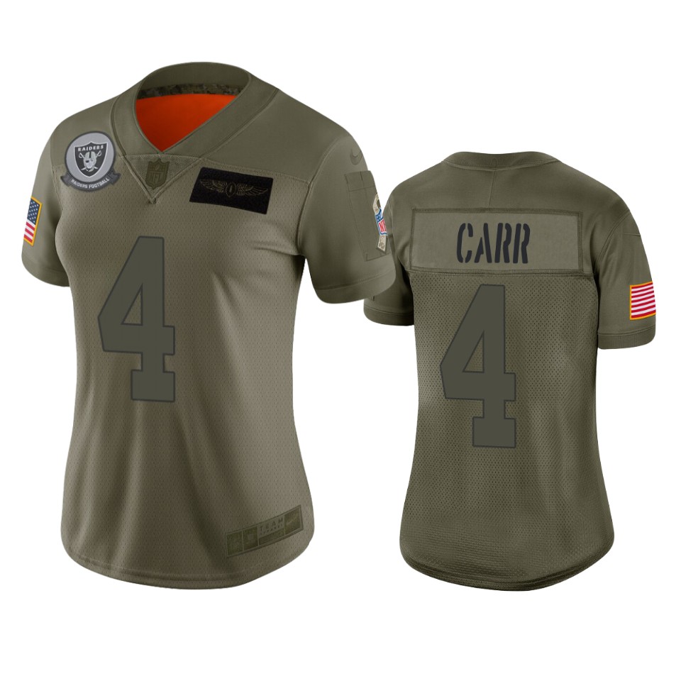 Women's Oakland Raiders Derek Carr Camo 2019 Salute To Service Limited Jersey