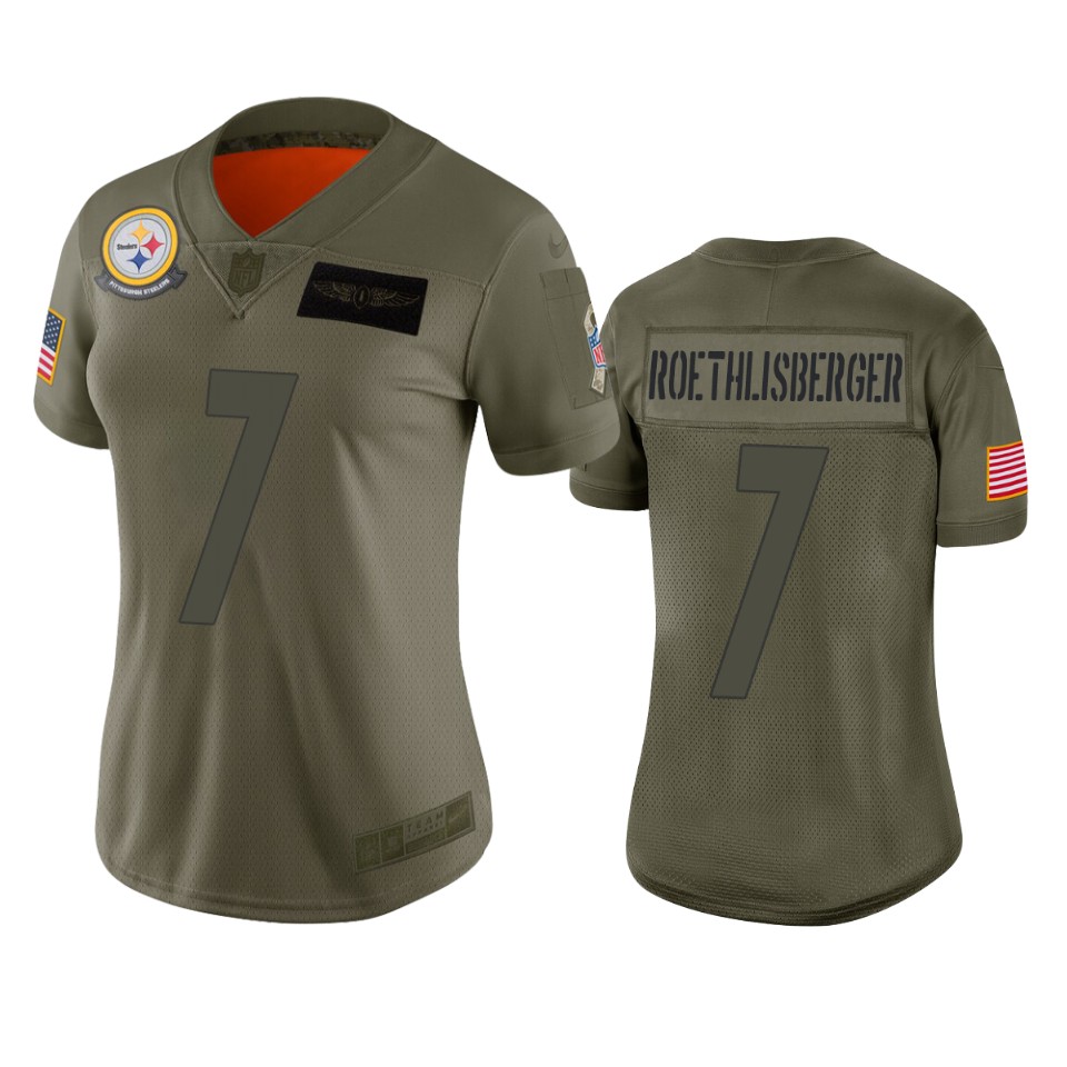 Women's Pittsburgh Steelers Ben Roethlisberger Camo 2019 Salute To Service Limited Jersey