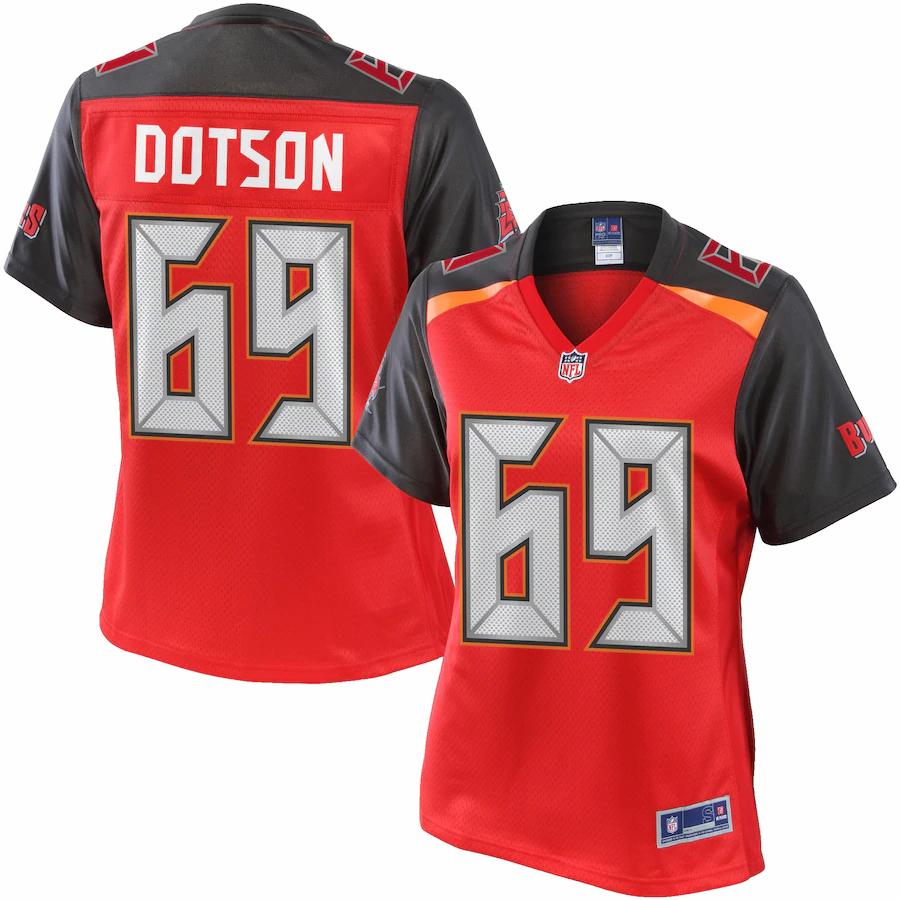 Women's Pro Line Demar Dotson Red Tampa Bay Buccaneers Jersey