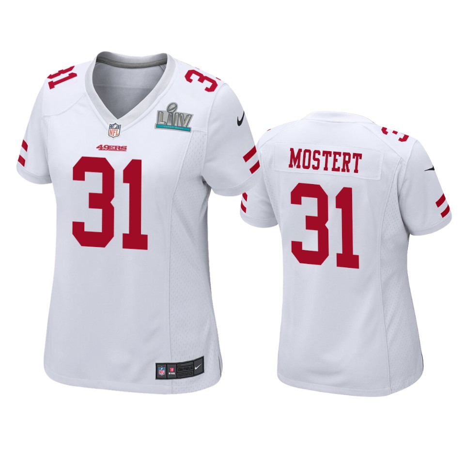 Women's San Francisco Raheem Mostert White Super Bowl Liv Game Jersey