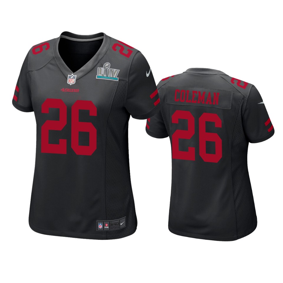 Women's San Francisco Tevin Coleman Black Super Bowl Liv Game Jersey