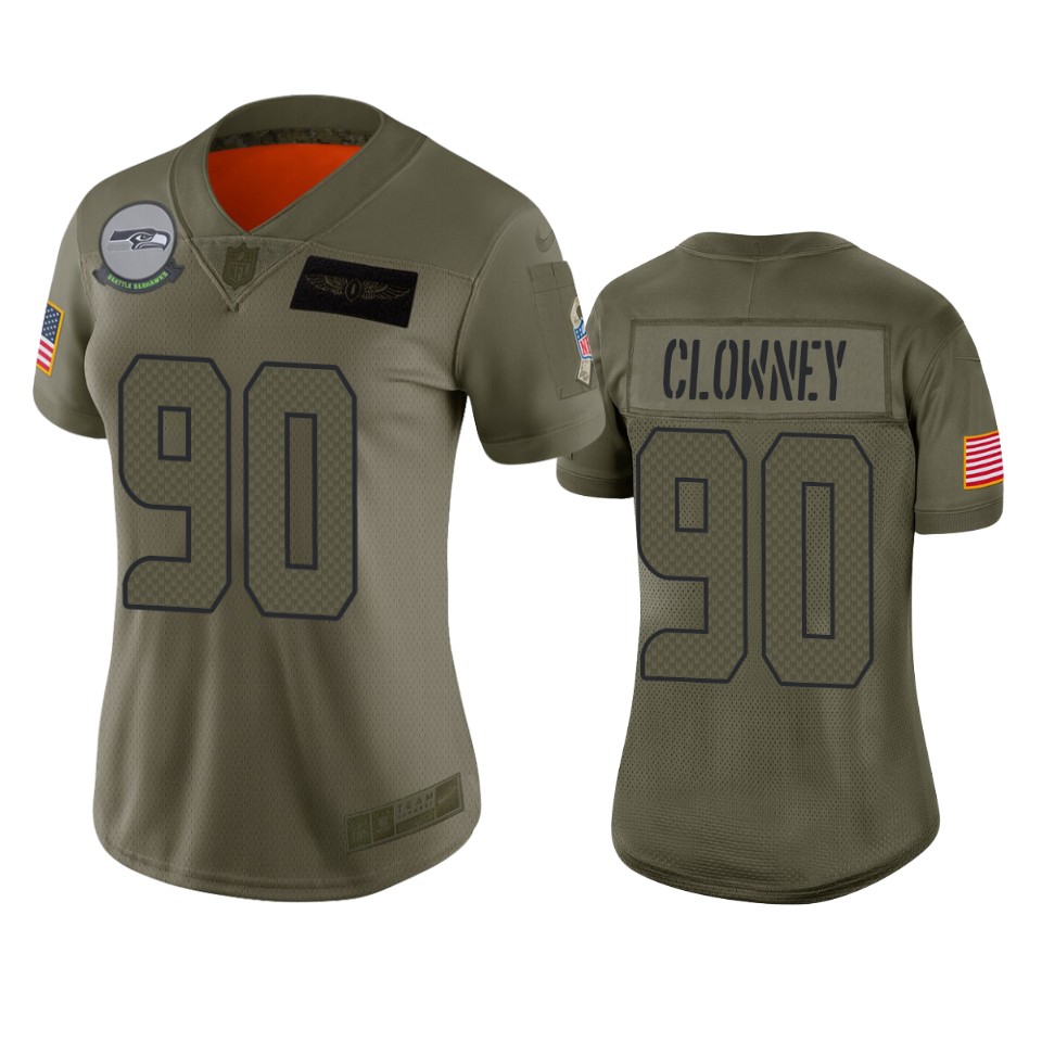 Women's Seattle Seahawks Jadeveon Clowney Camo 2019 Salute To Service Limited Jersey