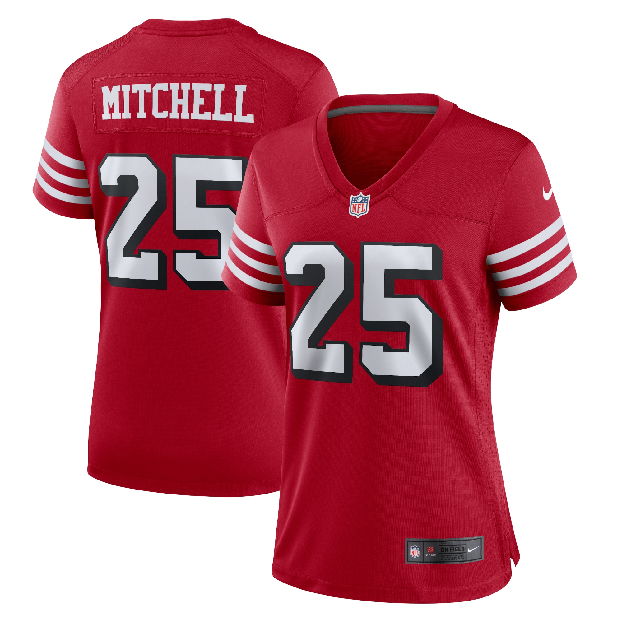 Women's San Francisco Elijah Mitchell Scarlet Alternate Team Game Jersey