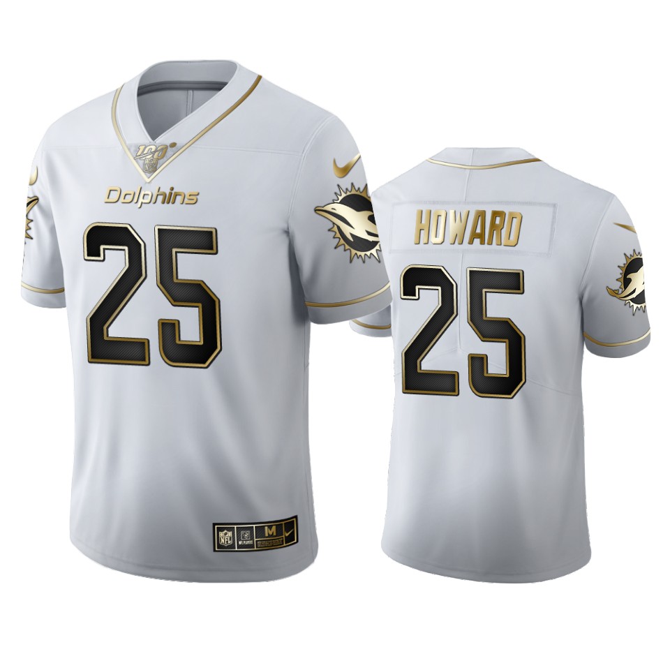 Xavien Howard Dolphins White 100th Season Golden Edition Jersey