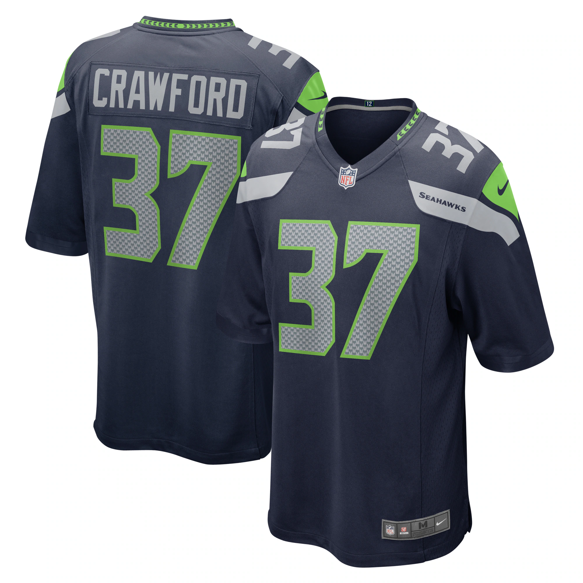 Xavier Crawford Seattle Seahawks Home Game Player Jersey - College Navy