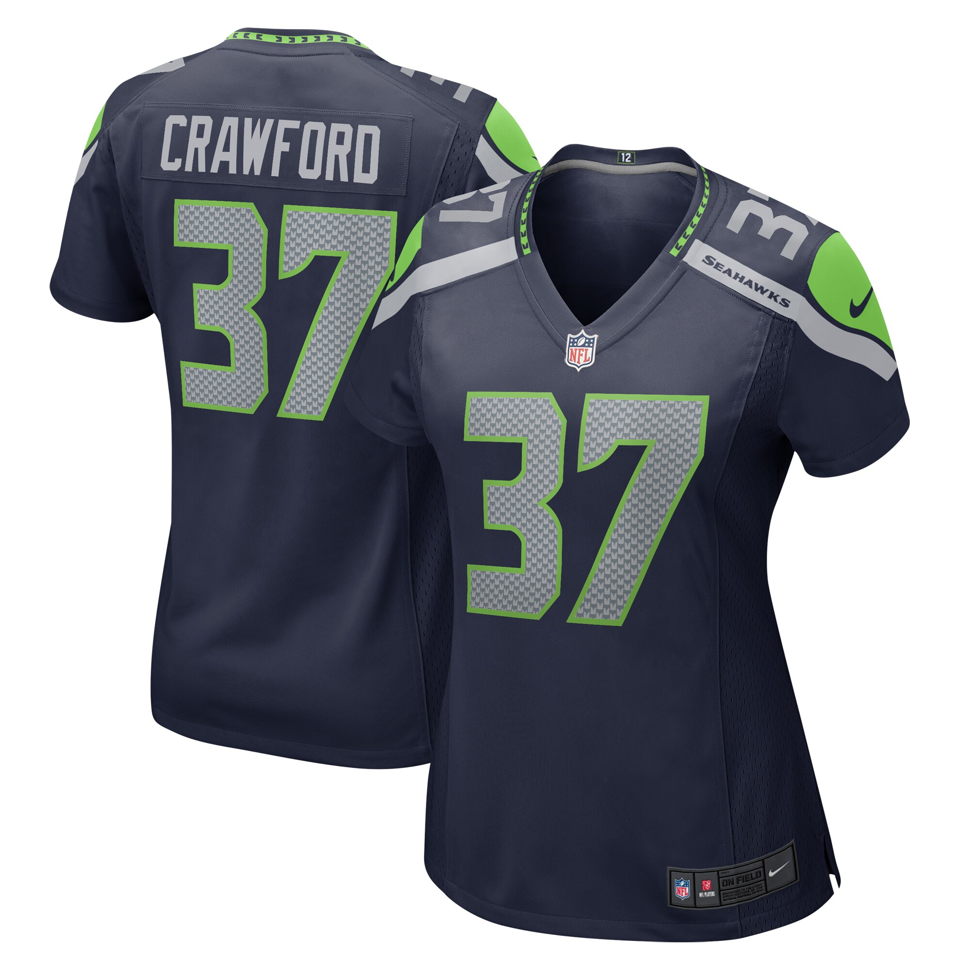 Xavier Crawford Seattle Seahawks Women's Home Game Player Jersey - College Navy