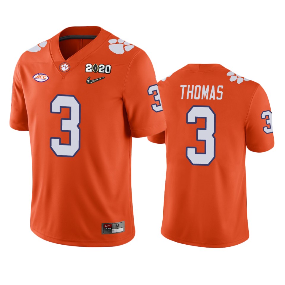 Xavier Thomas Clemson Tigers 2020 National Championship Orange Jersey