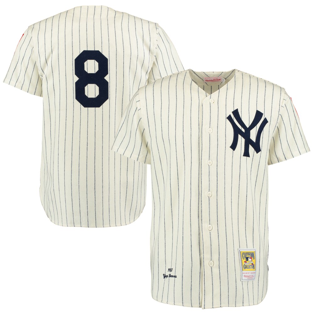 Yogi Berra New York Yankees Throwback 1951 Jersey - Cream/navy