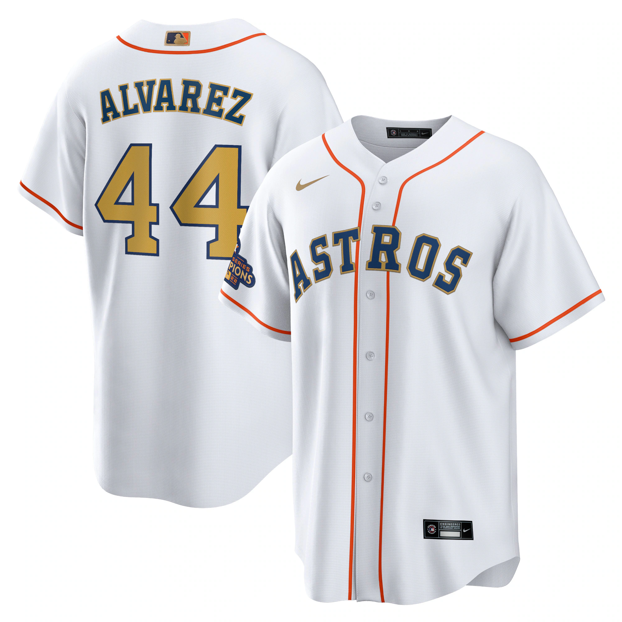 Yordan Alvarez Houston Astros 2023 Gold Collection Player Jersey - White/gold