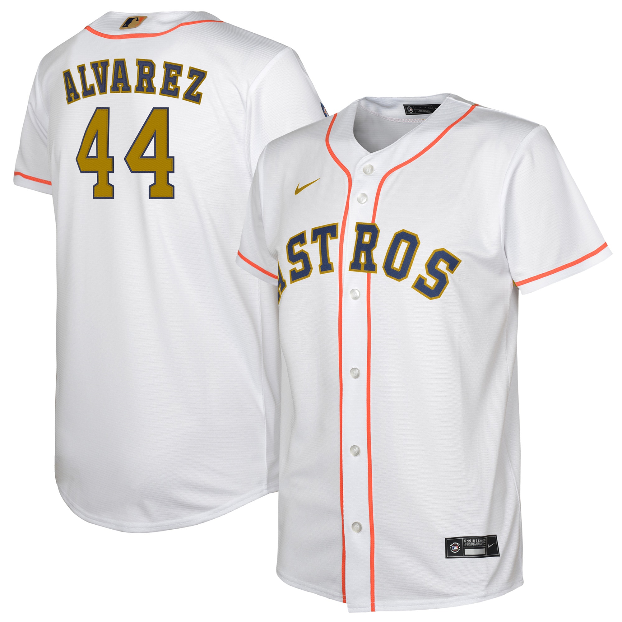 Yordan Alvarez Houston Astros Youth 2023 Gold Collection Player Jersey - White/gold