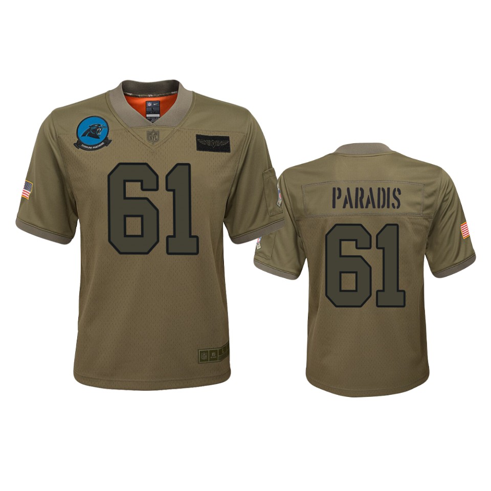 Youth Carolina Panthers Matt Paradis Camo 2019 Salute To Service Game Jersey