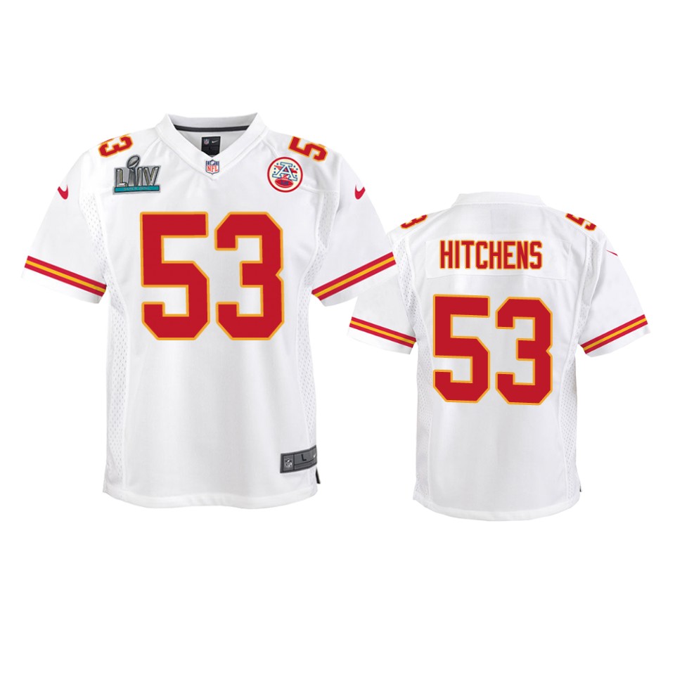 Youth Chiefs Anthony Hitchens White Super Bowl Liv Game Jersey