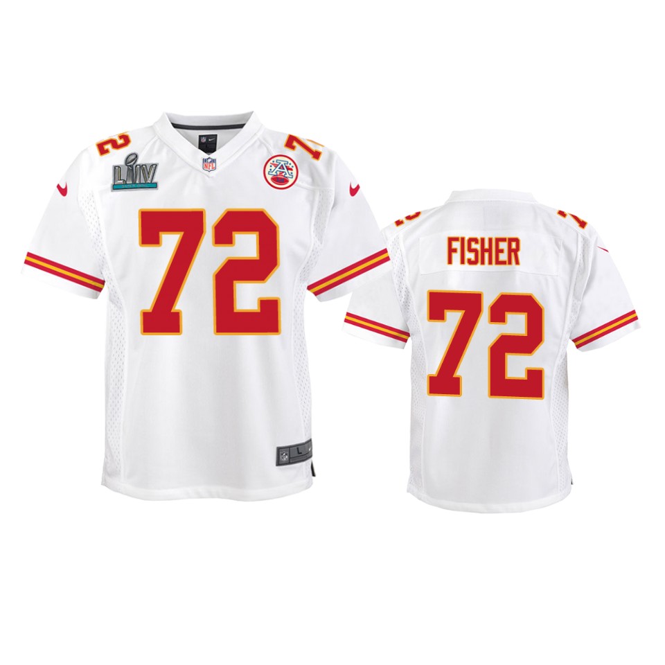 Youth Chiefs Eric Fisher White Super Bowl Liv Game Jersey