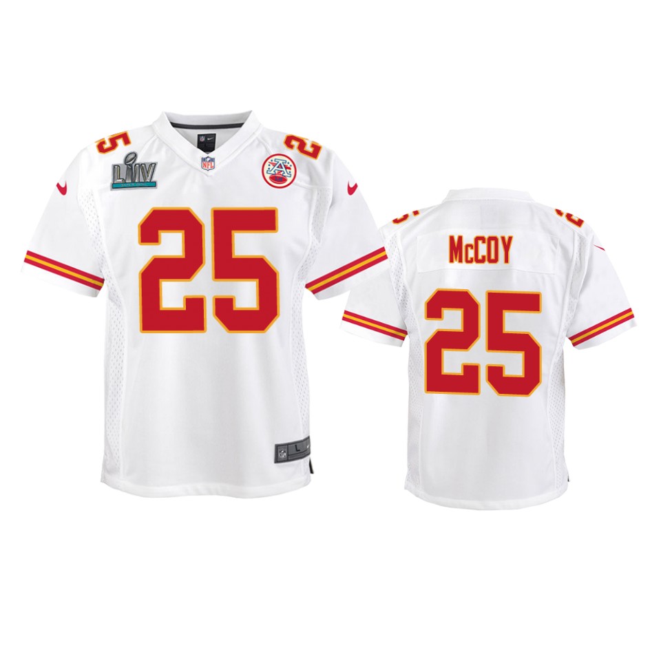 Youth Chiefs Lesean Mccoy White Super Bowl Liv Game Jersey
