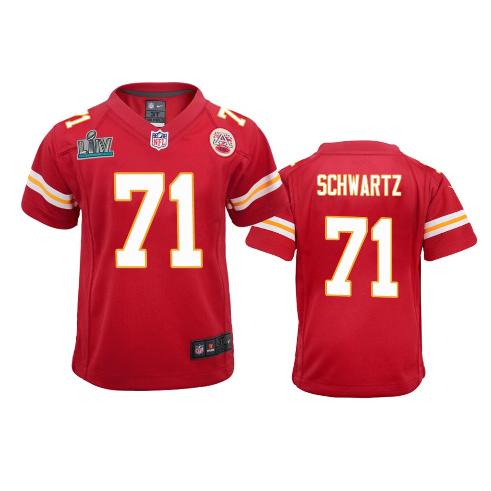 Youth Chiefs Mitchell Schwartz Red Super Bowl Liv Game Jersey