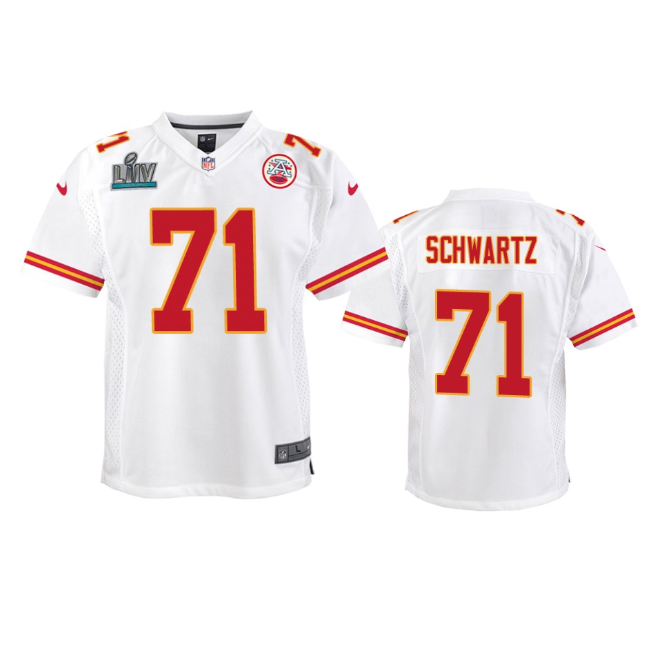 Youth Chiefs Mitchell Schwartz White Super Bowl Liv Game Jersey