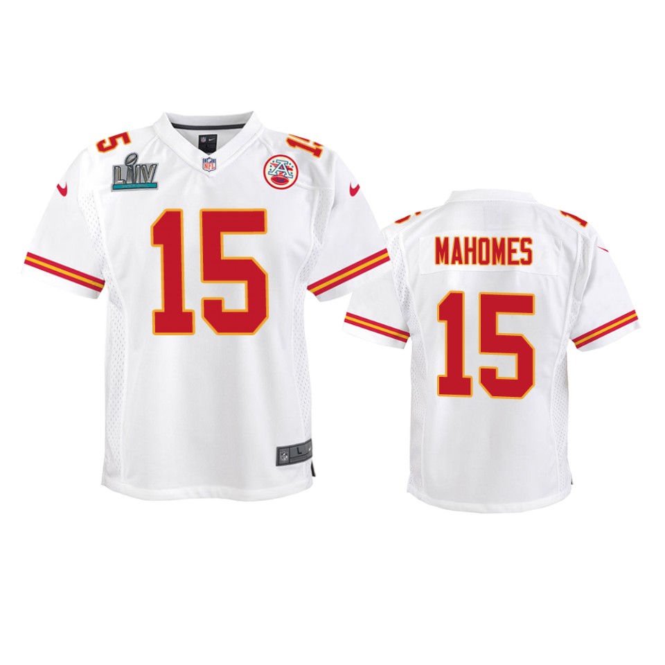 Youth Chiefs Patrick Mahomes White Super Bowl Liv Game Jersey
