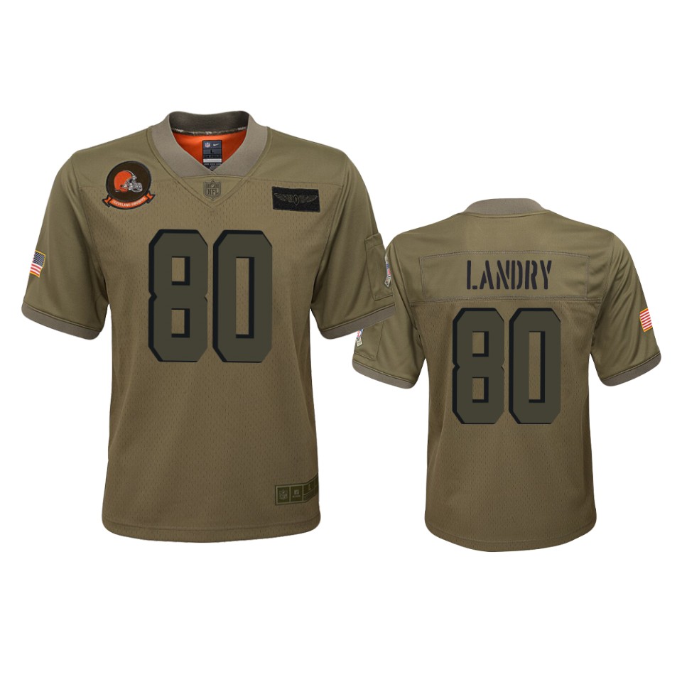 Youth Cleveland Browns Jarvis Landry Camo 2019 Salute To Service Game Jersey