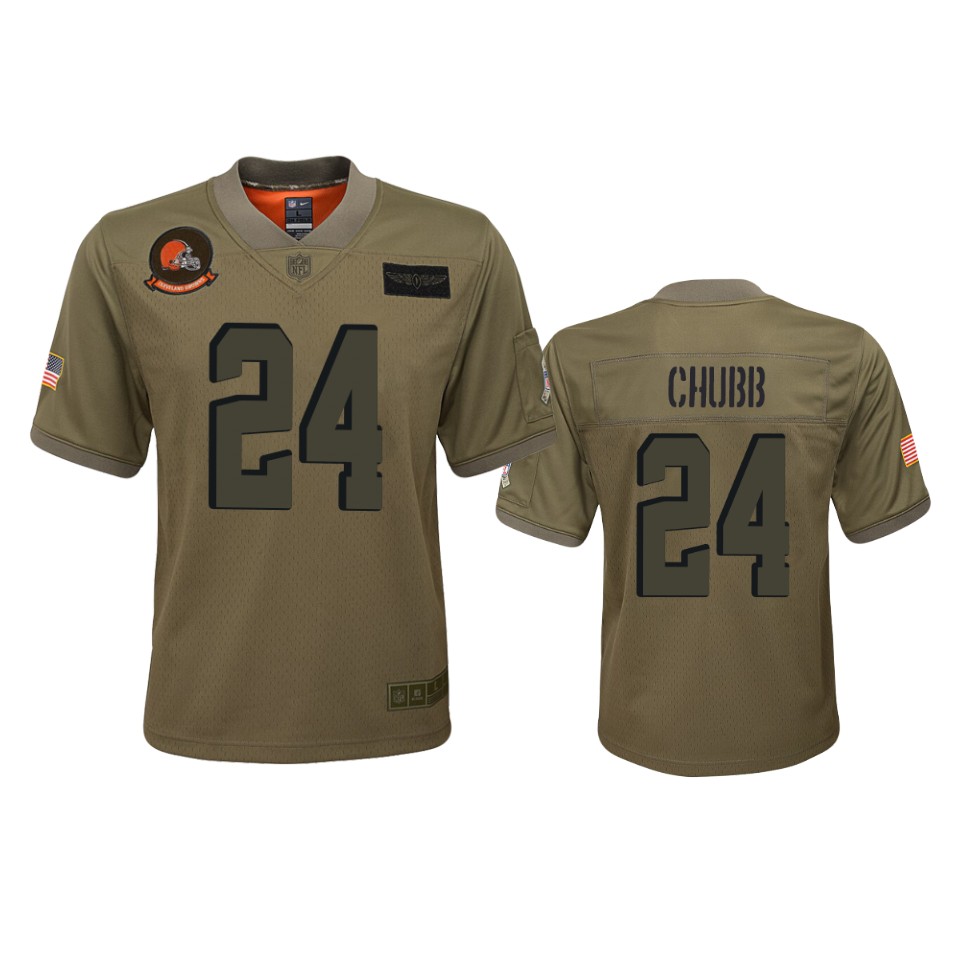 Youth Cleveland Browns Nick Chubb Camo 2019 Salute To Service Game Jersey