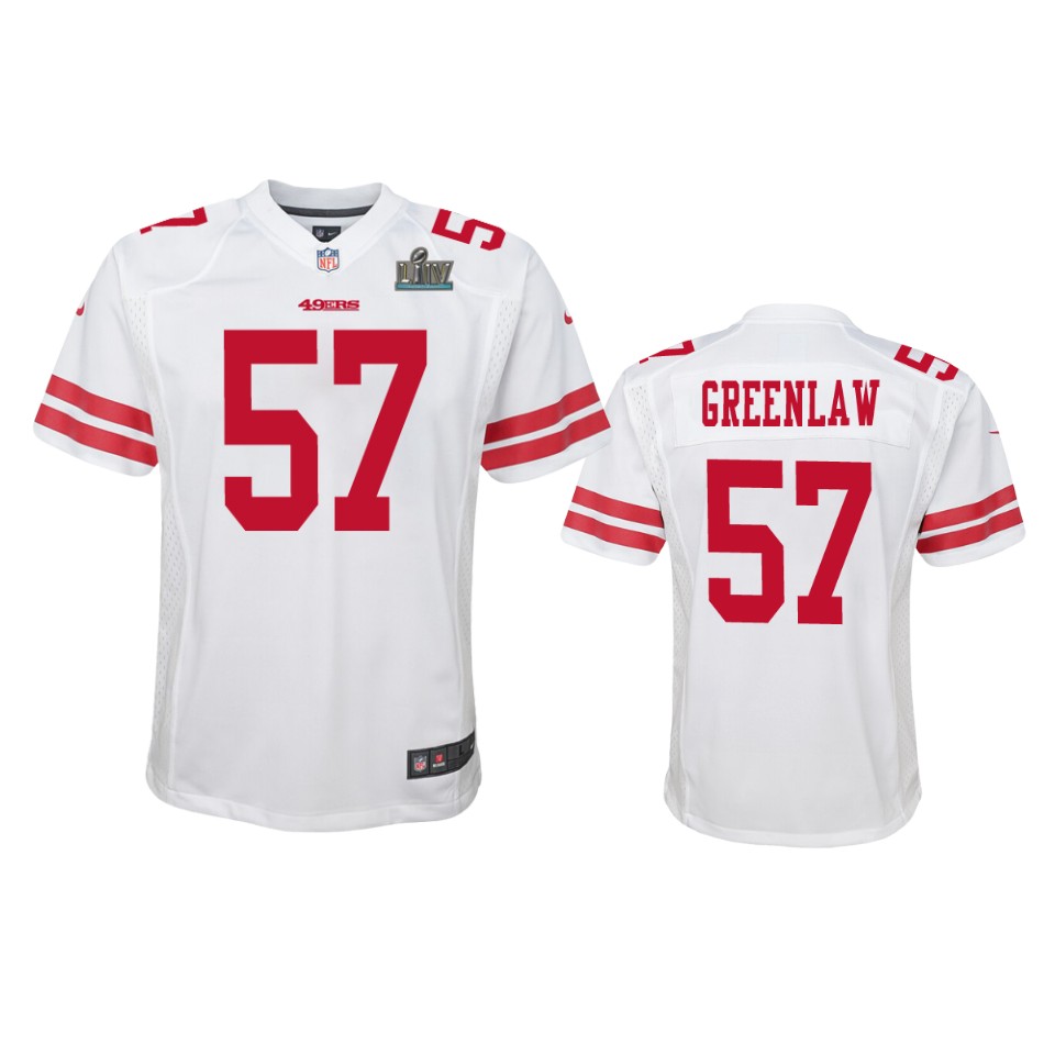 Youth Dre Greenlaw White Super Bowl Liv Game Jersey