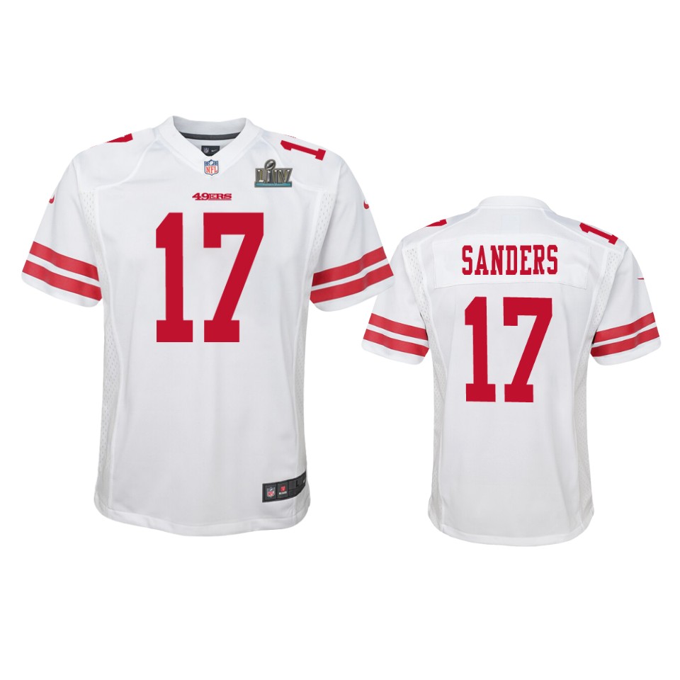 Youth Emmanuel Sanders White Super Bowl Liv Game Jersey