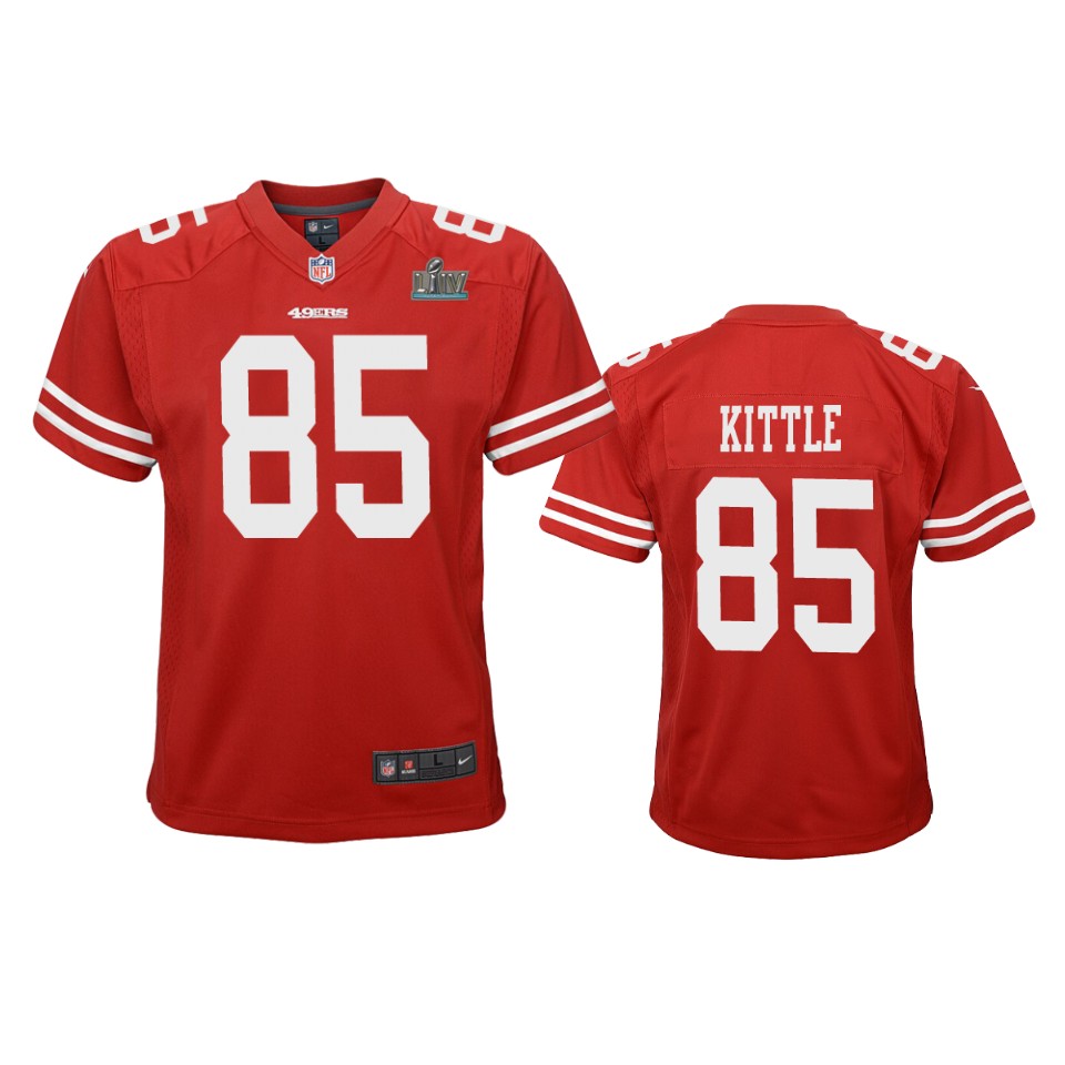 Youth George Kittle Scarlet Super Bowl Liv Game Jersey