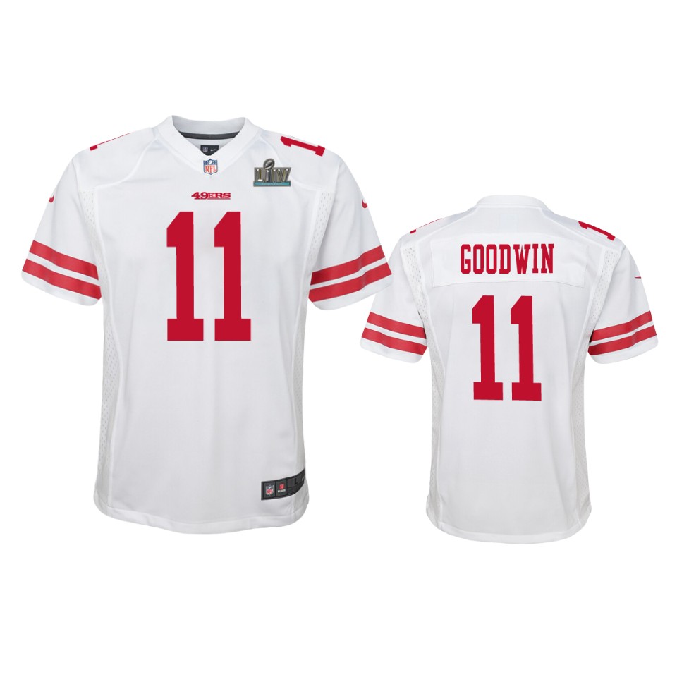 Youth Marquise Goodwin White Super Bowl Liv Game Jersey