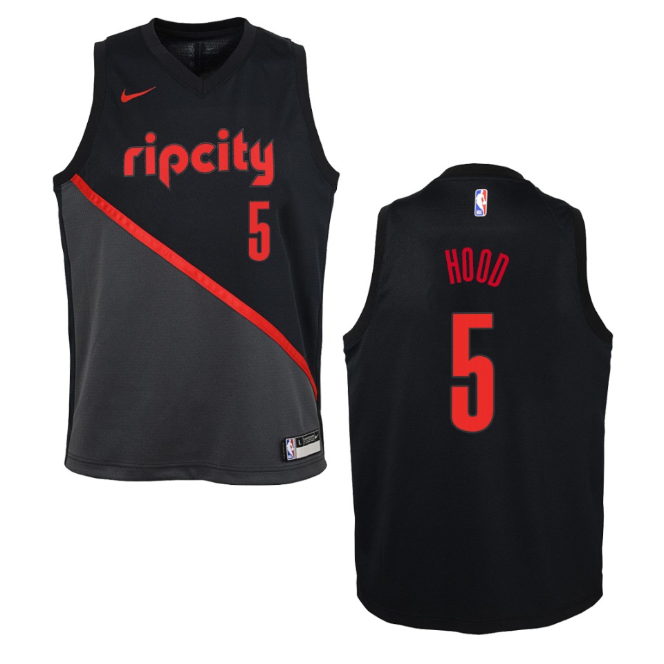 Youth Portland Trail Blazers #5 Rodney Hood City Swingman Jersey - Black