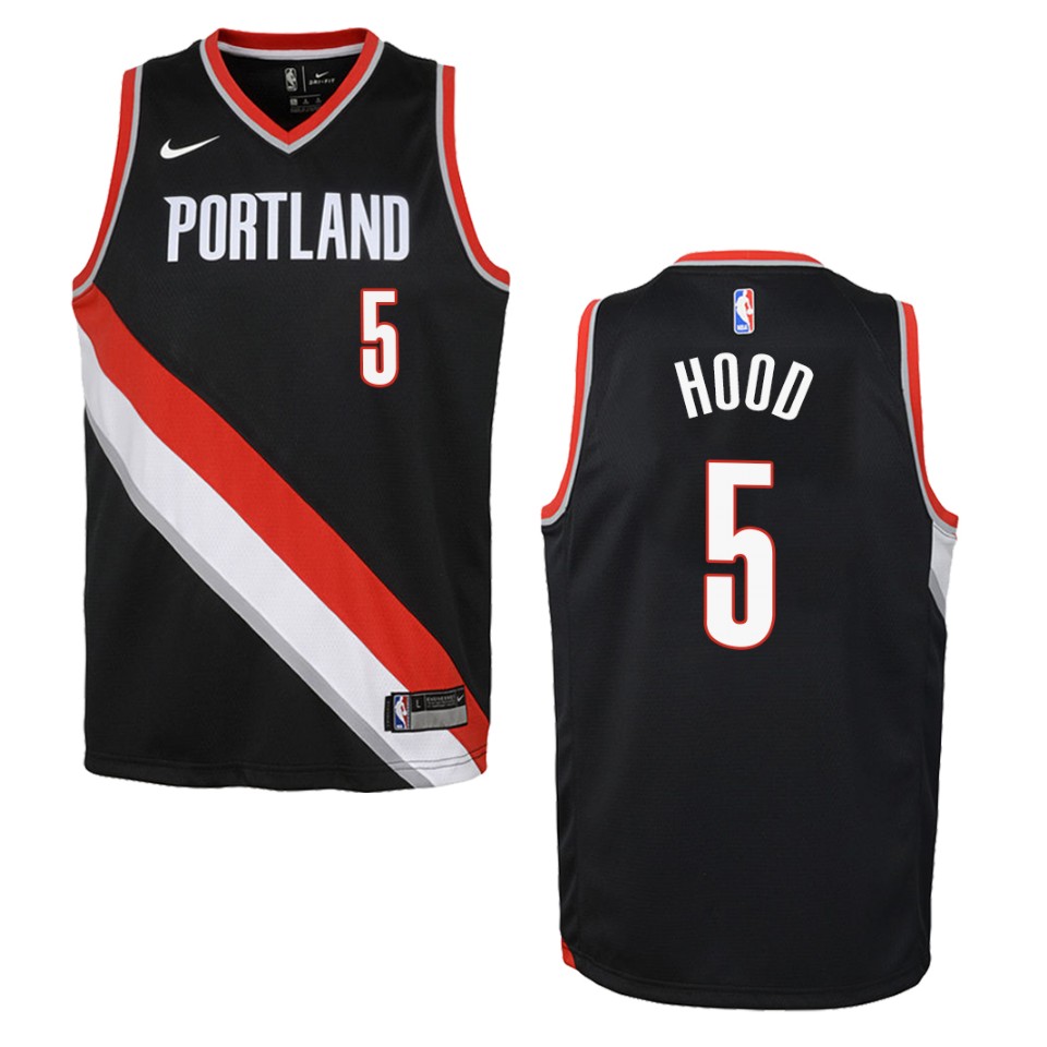 Youth Portland Trail Blazers #5 Rodney Hood Icon Swingman Jersey - Black