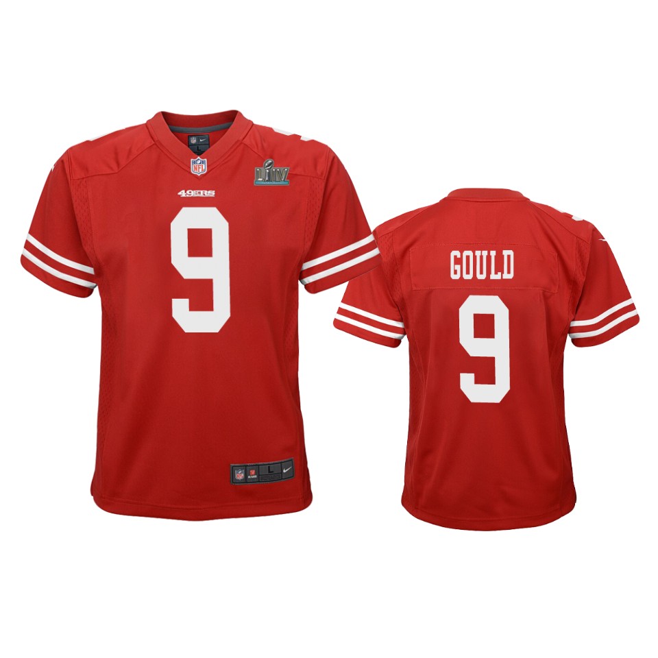 Youth Robbie Gould Scarlet Super Bowl Liv Game Jersey
