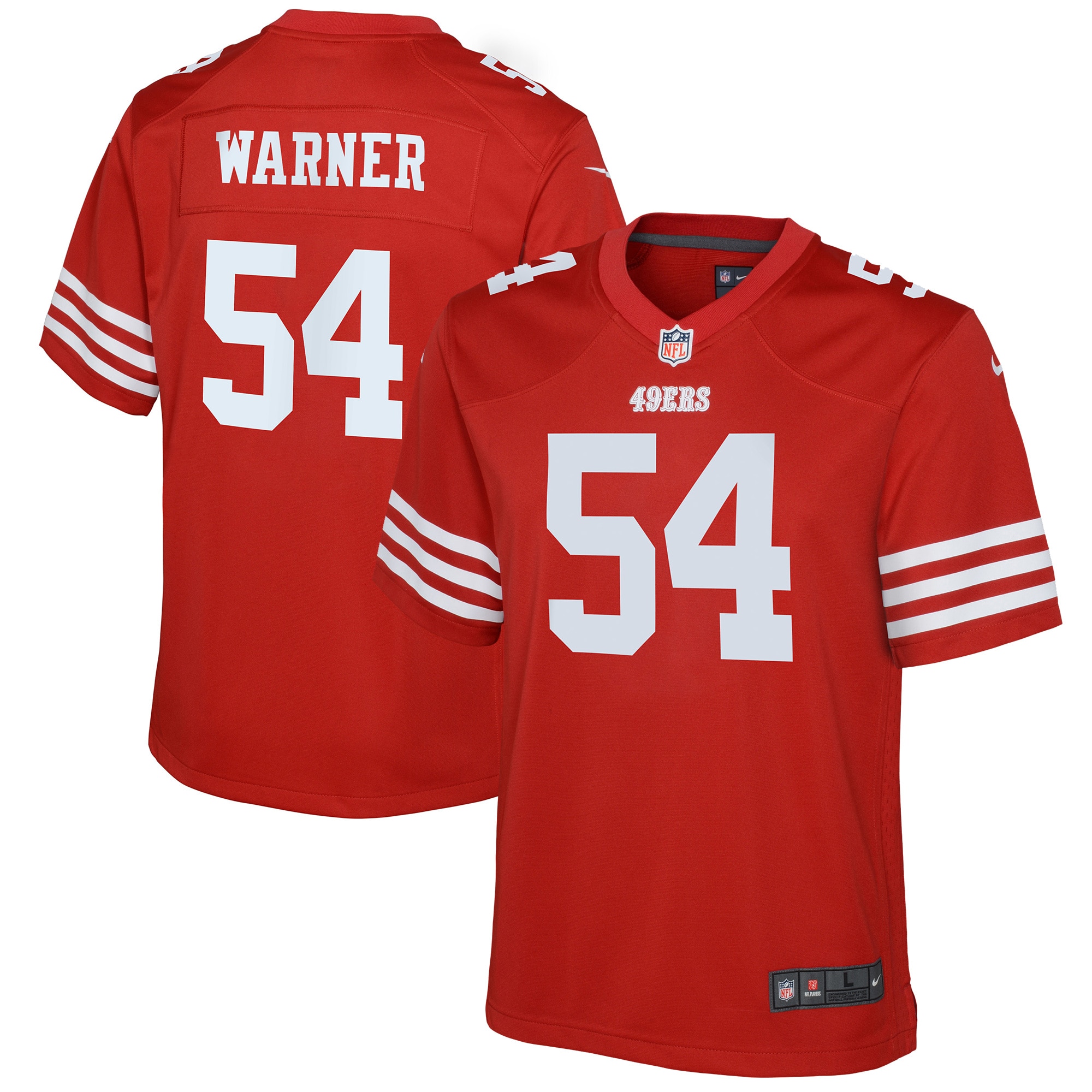 Youth San Francisco Fred Warner Scarlet Game Jersey