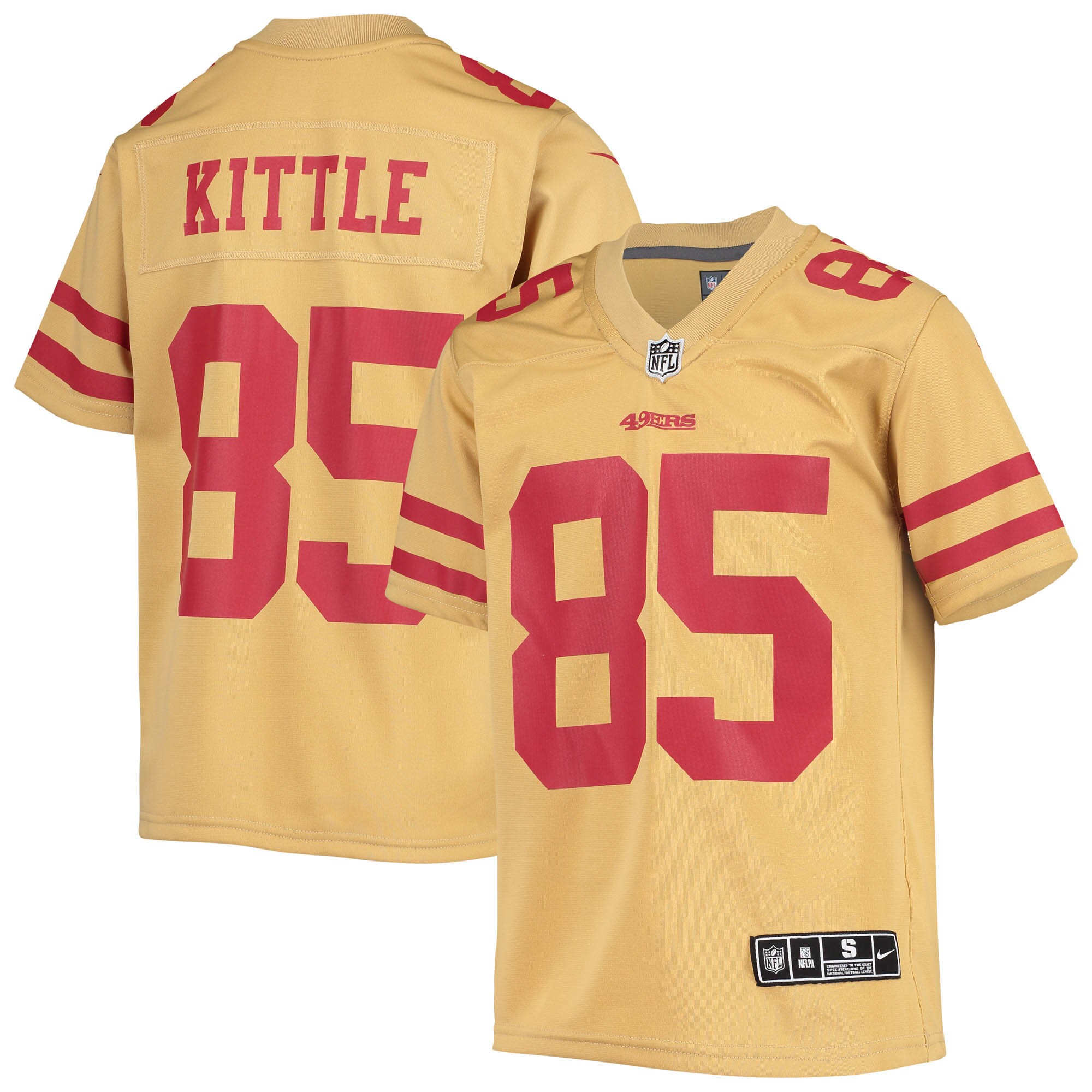 Youth San Francisco George Kittle Gold Inverted Team Game Jersey