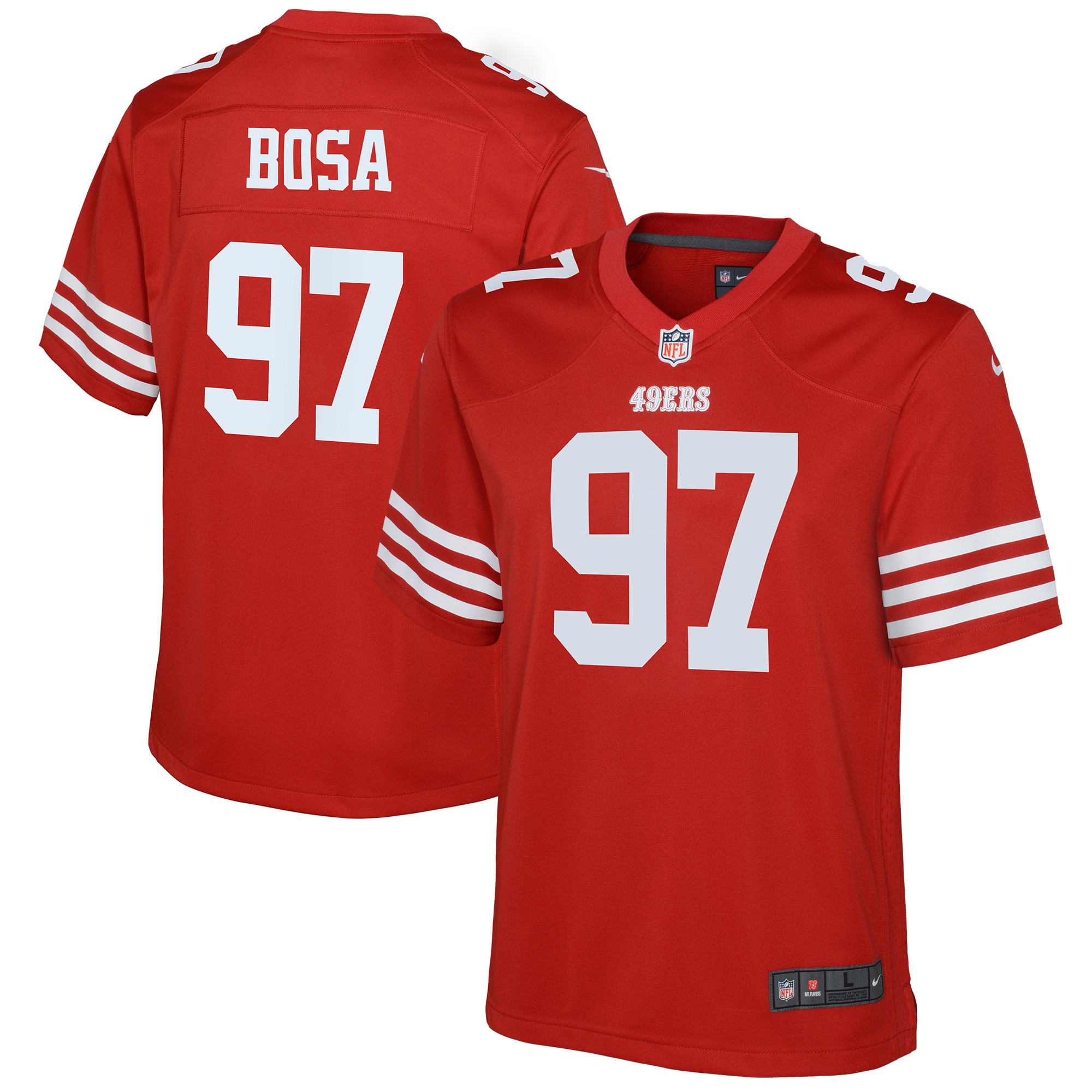 Youth San Francisco Nick Bosa Scarlet Game Jersey