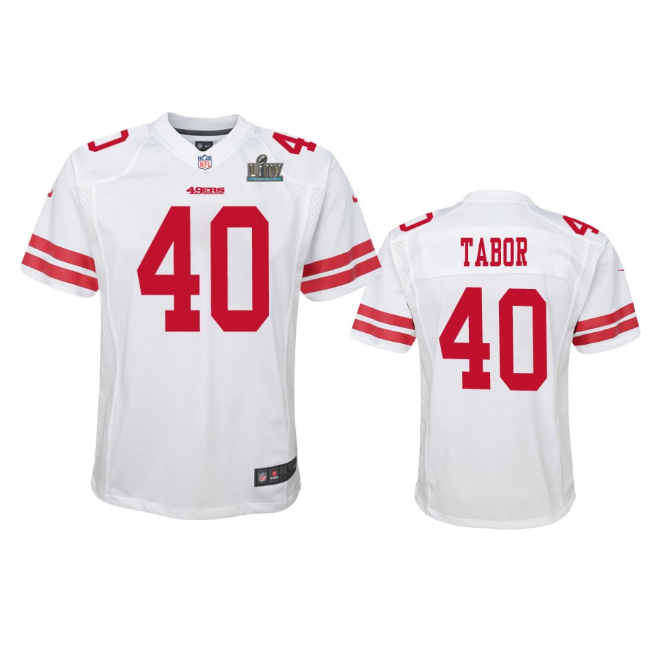 Youth Teez Tabor White Super Bowl Liv Game Jersey