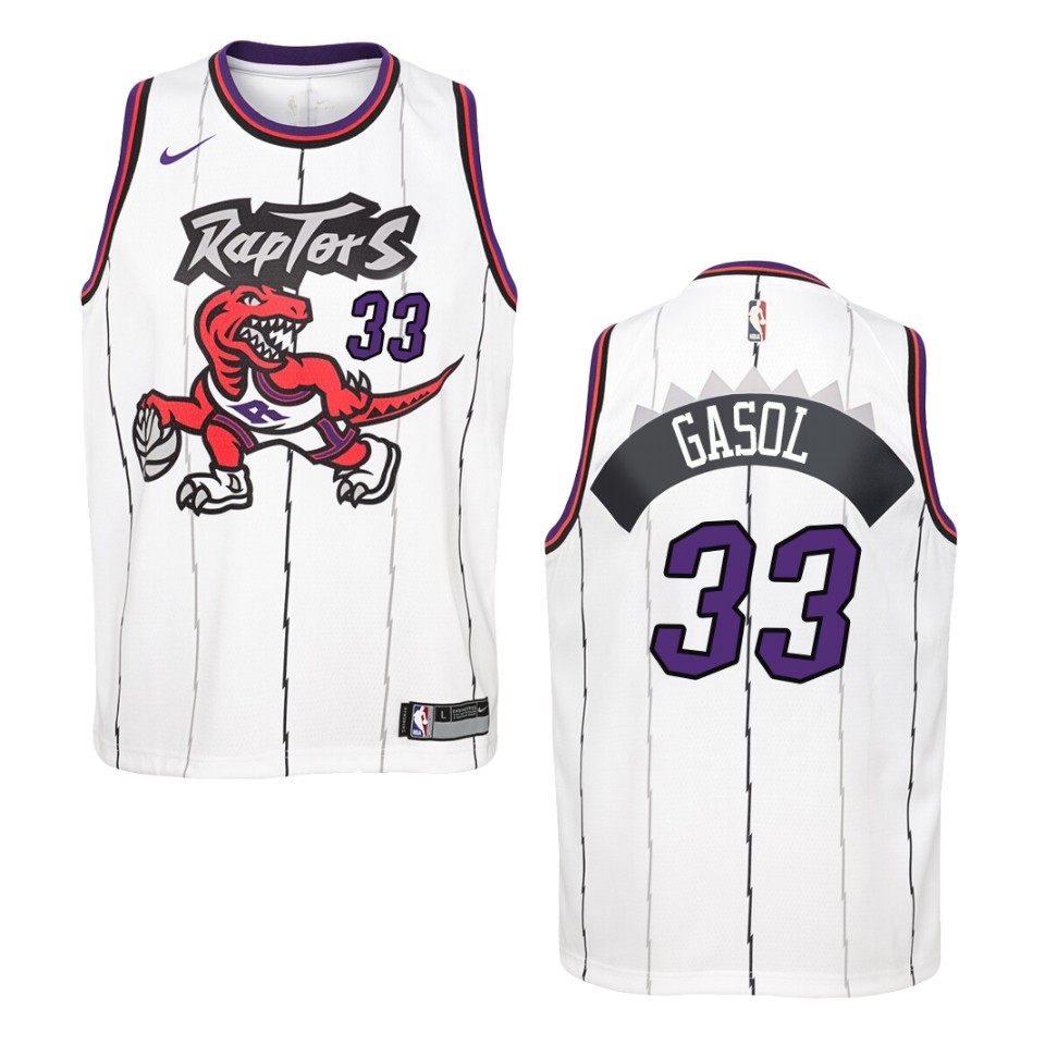 Youth Toronto Raptors #33 Marc Gasol Hardwood Classics Swingman Jersey - White