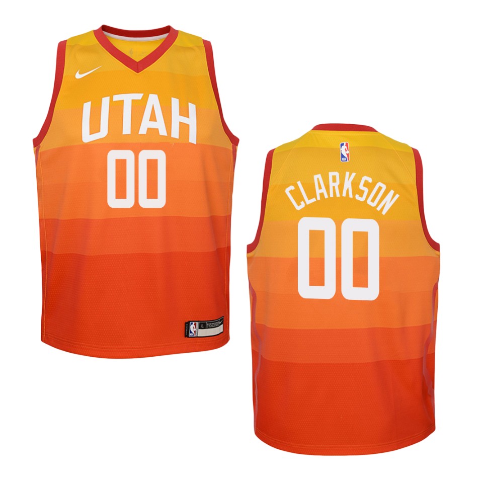 Youth Utah Jazz #00 Jordan Clarkson City Swingman Jersey - Orange